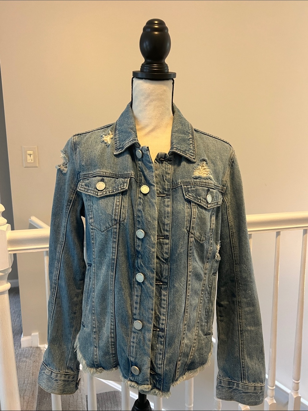Blank NYC Light Blue Distressed Denim Jean Jacket